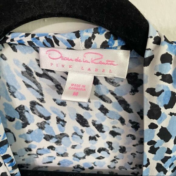 Oscar de la Renta Pink Label Jersey Silky Knit Animal Print Wrap Robe - Picture 7 of 11